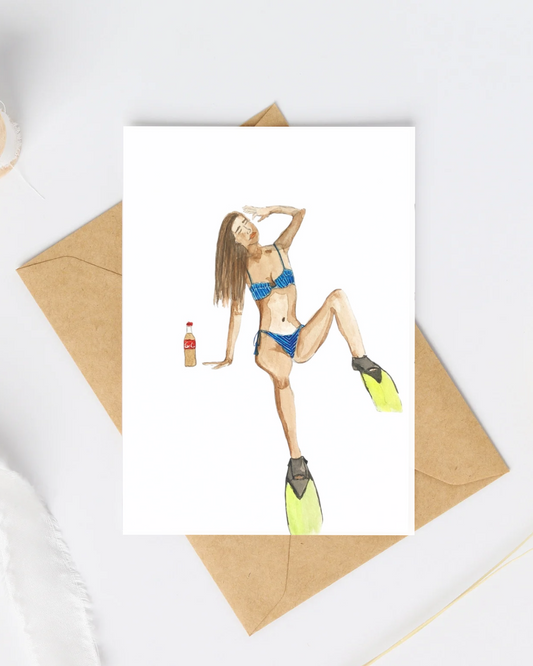 Carte postale palmes, masques, cola
